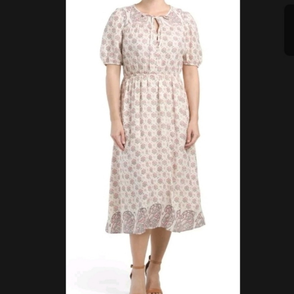 Lucky Brand Floral Print Peasant Dress L